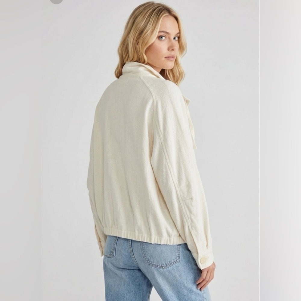 Danice Linen Blend Cream Oversized Jacket, Small